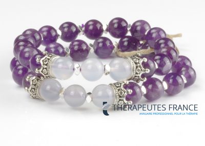 Bracelet amethyste jade blanc