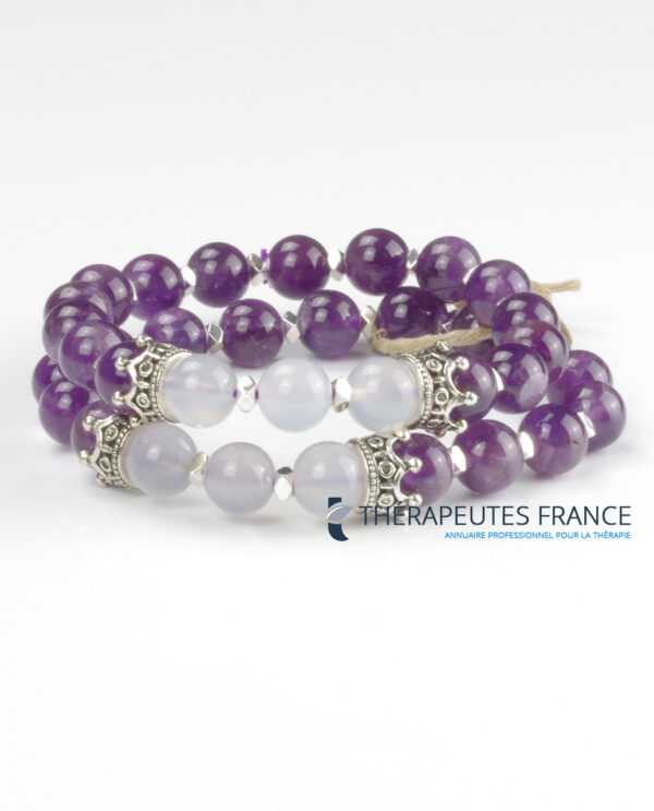 Bracelet amethyste jade blanc