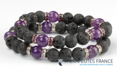 Bracelet diffuseur pierre de lave amethyste