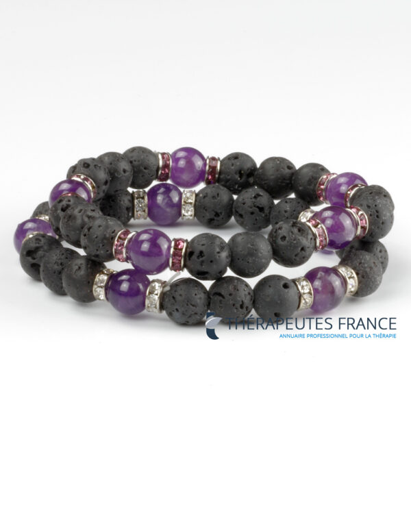 Bracelet diffuseur pierre de lave amethyste