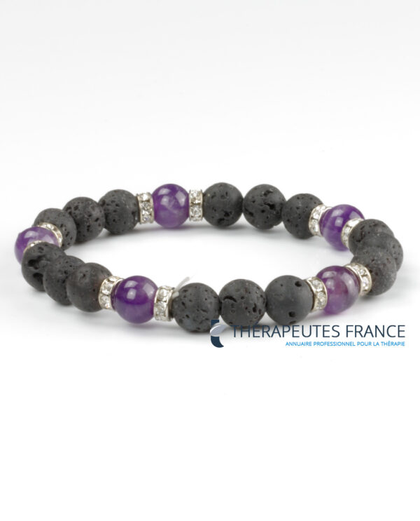 Bracelet diffuseur pierre de lave & améthyste