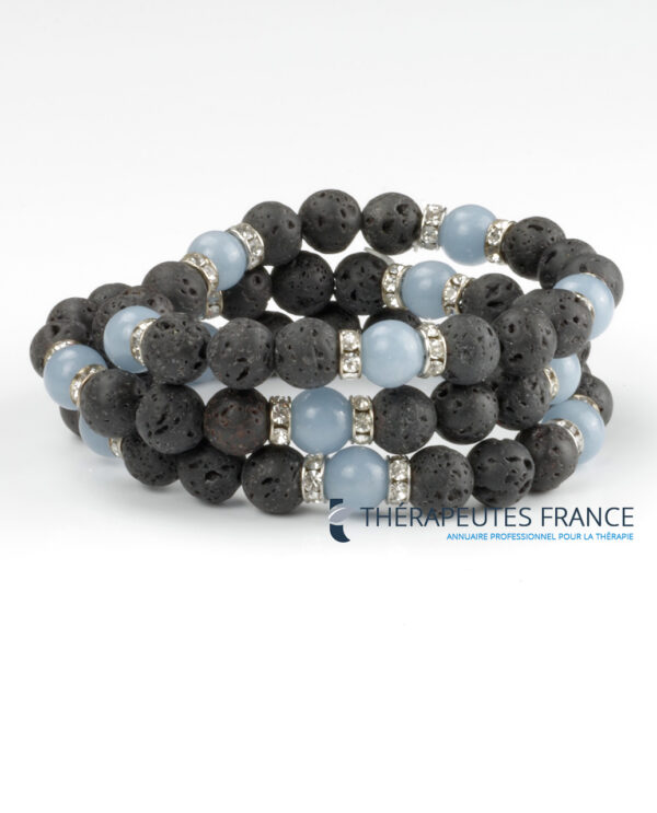 angelite : Bracelet diffuseur pierre de lave angelite