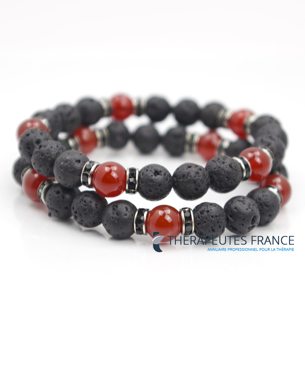 Bracelet diffuseur pierre de lave cornaline