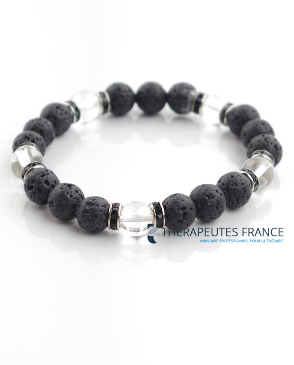 Bracelet diffuseur pierre de lave cristal de roche