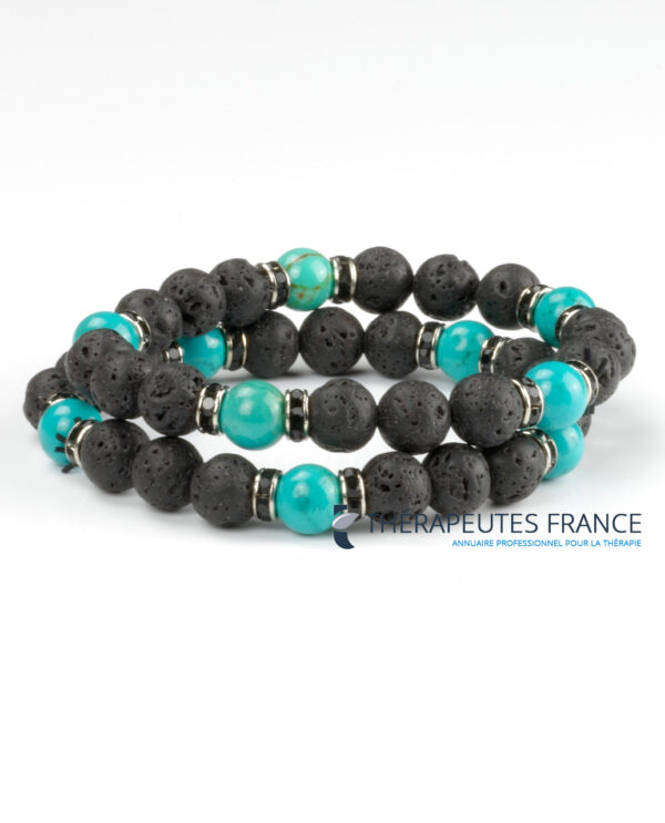 Bracelet diffuseur pierre de lave pierre naturelle turquoise