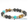 Bracelet diffuseur pierre de lave turquoise Sinkiang oeil de tigre
