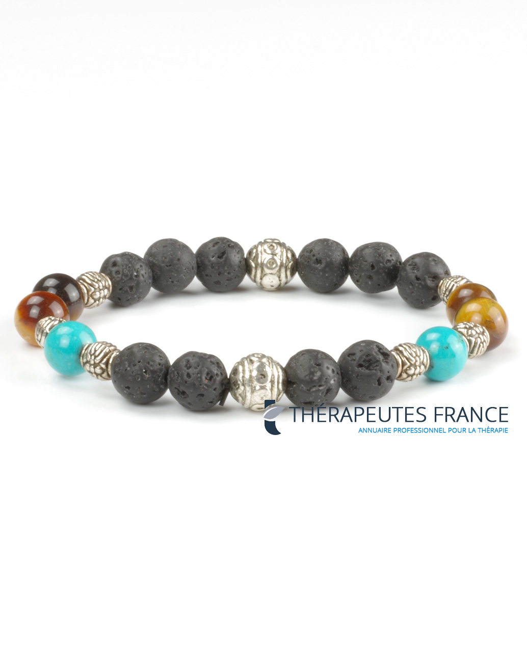 Duo bracelet couple en oeil de tigre et turquoise