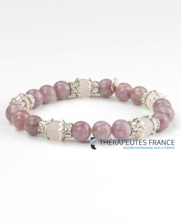 Bracelet Lépidolite & Quartz rose - 8mm