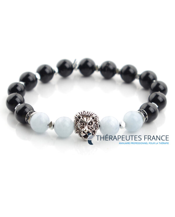 Bracelet obsidienne & aigue-marine