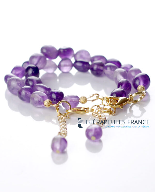 bracelet améthyste galets avec fermoir