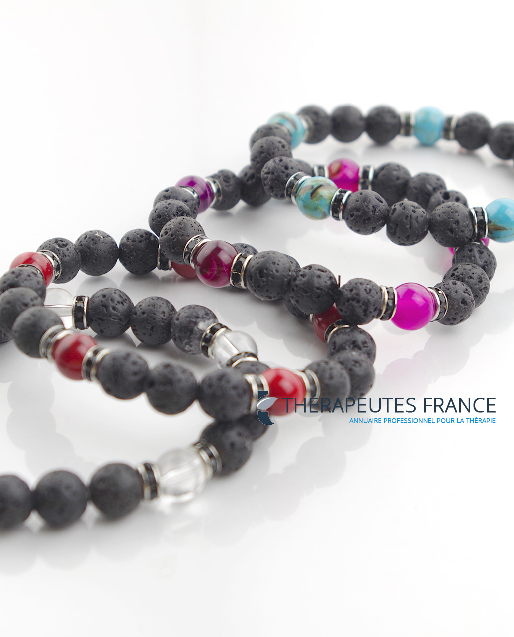 Bracelet Diffuseur Huile Essentielle - Pierre de Lave & Cristal