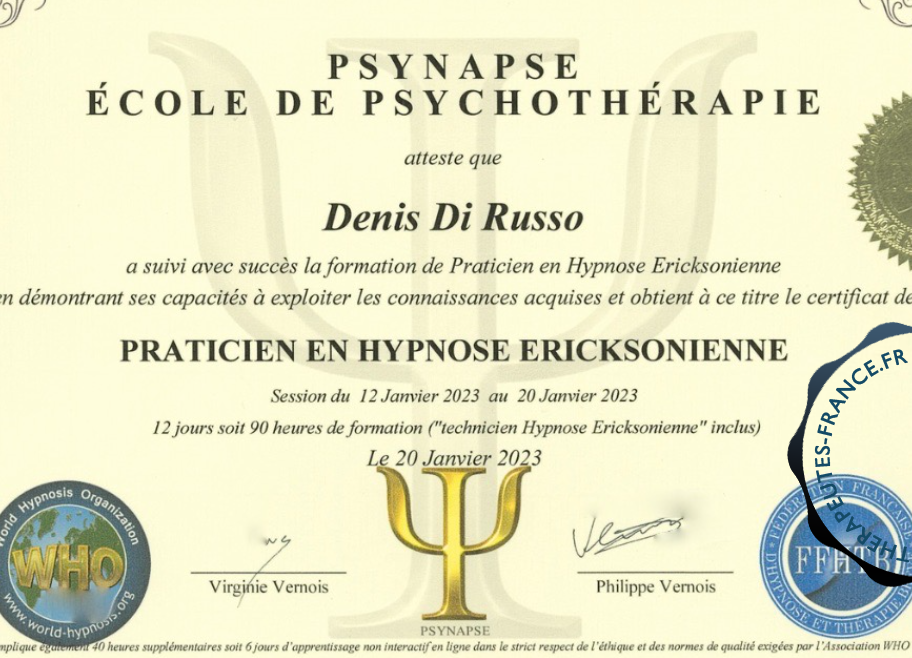 Certification de Praticien en Hypnose Ericksonienne