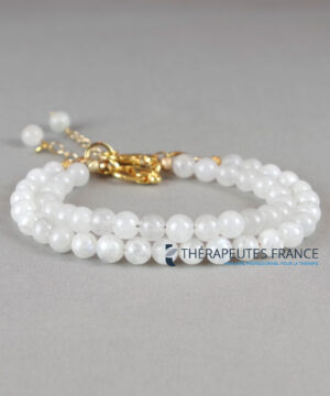 Bracelet pierre de lune 6mm avec fermoir