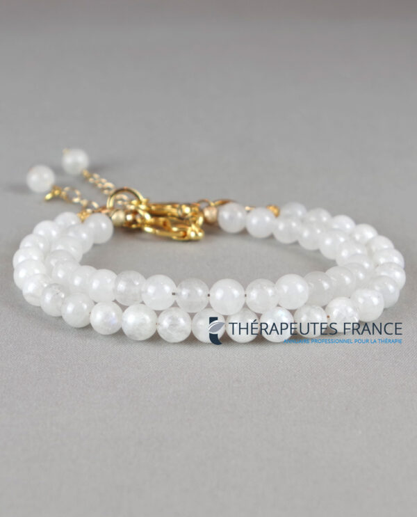 Bracelet pierre de lune 6mm avec fermoir