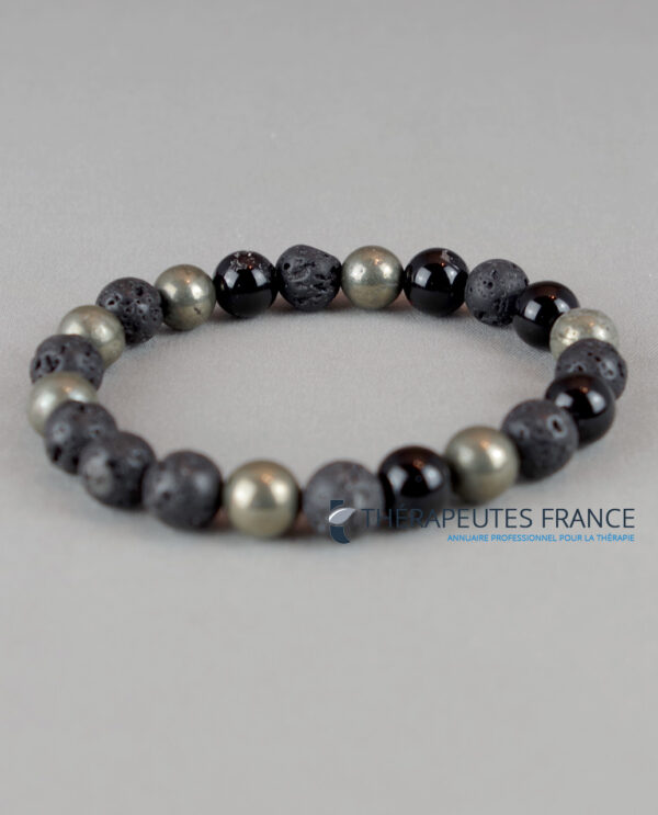 bracelet obsidienne pierre de lave hematite triple protection