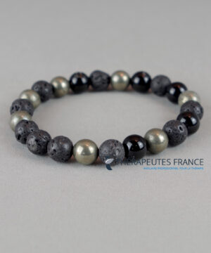 bracelet obsidienne pierre de lave hematite triple protection