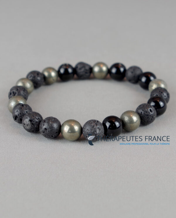 bracelet obsidienne pierre de lave hematite triple protection