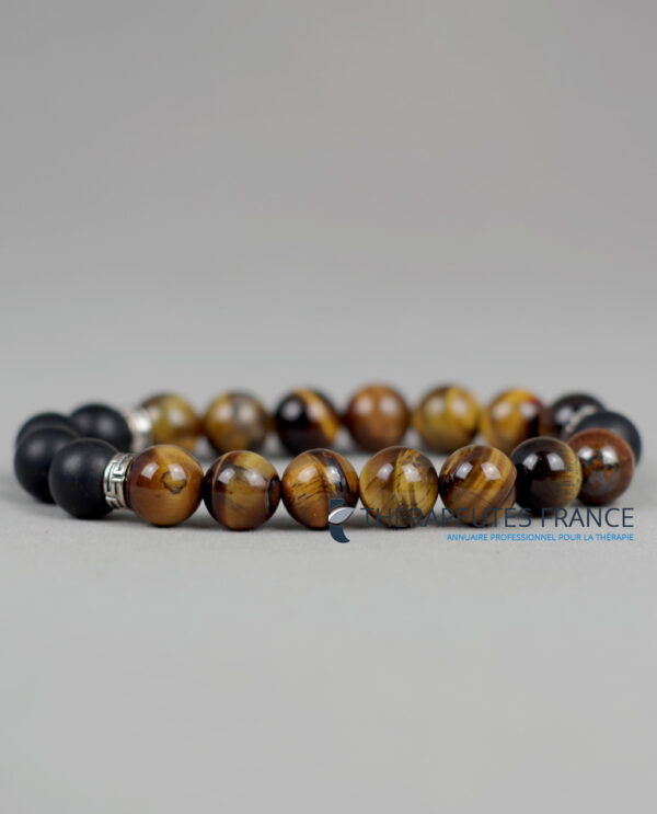 bracelet agate noire oeil de tigre