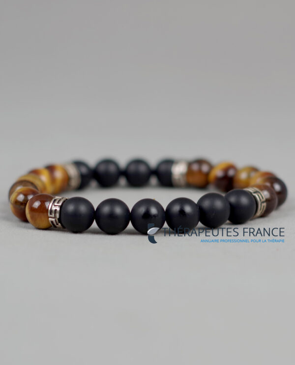 Bracelet œil de tigre & agate noire