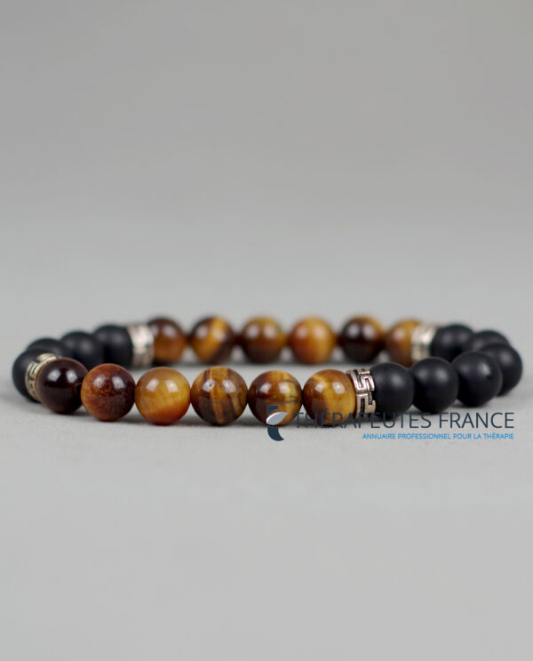 Bracelet œil de tigre & agate noire