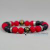 Bracelet agate noire givrée - cinabre & obsidienne