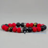 Bracelet agate noire givrée - cinabre & obsidienne