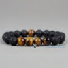 Bracelet œil de tigre & pierre de lave