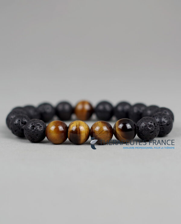 Bracelet œil de tigre & pierre de lave