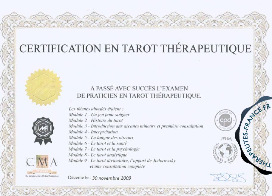 Certification en Tarot thérapeutique