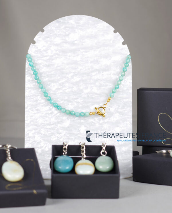 collier amazonite et porte cles