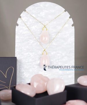 pendentif coeurs quartz rose