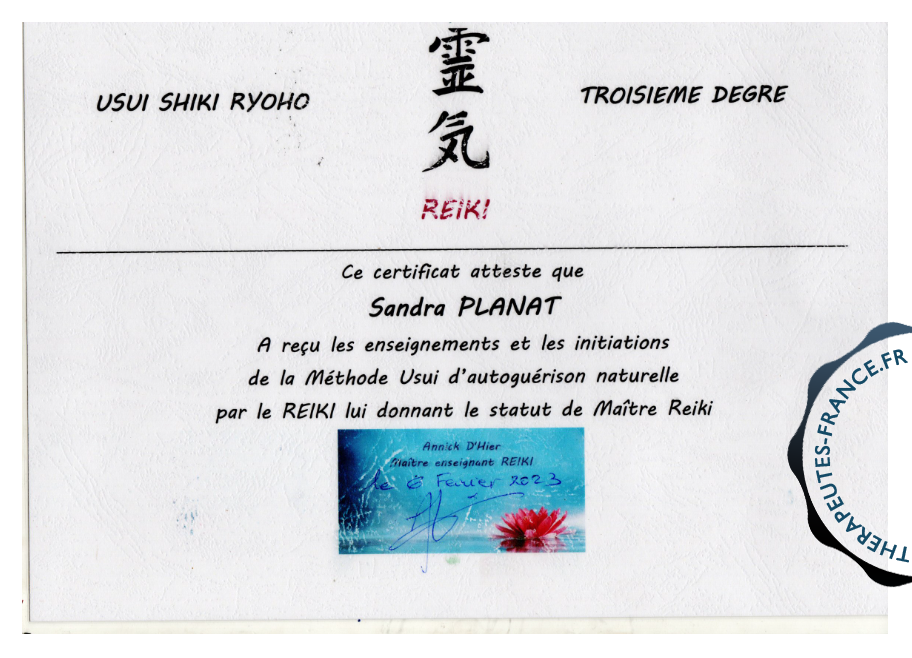 3 ème degré Reiki Usui