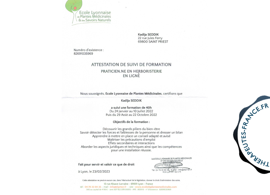 Praticien en Herboristerie