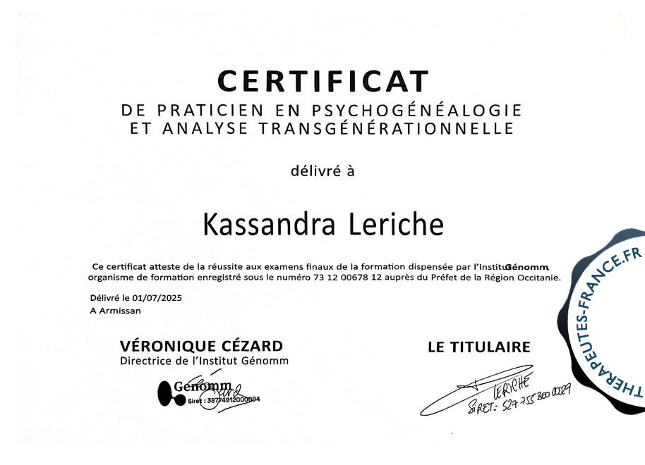Thérapeute en psychogénéalogie transgénérationnelle