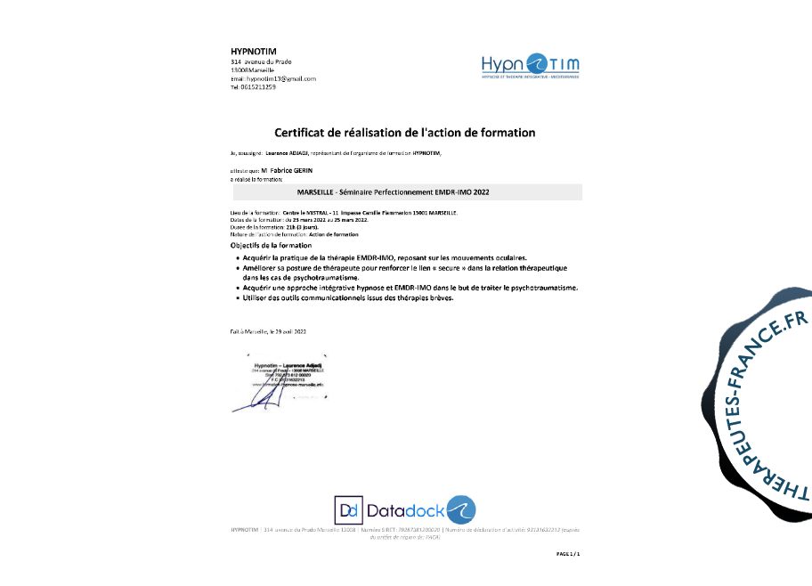 Certification EMDR - IMO