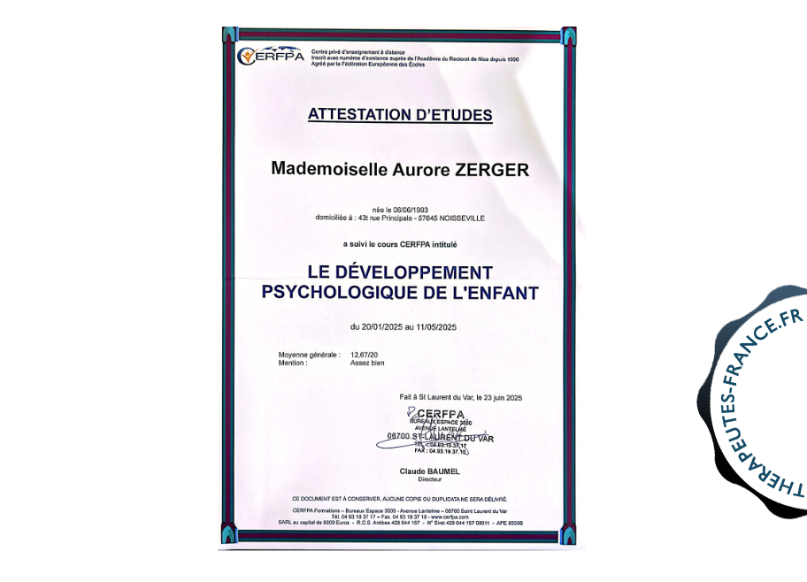 Le d&eacute;veloppement psychologique de l'enfant