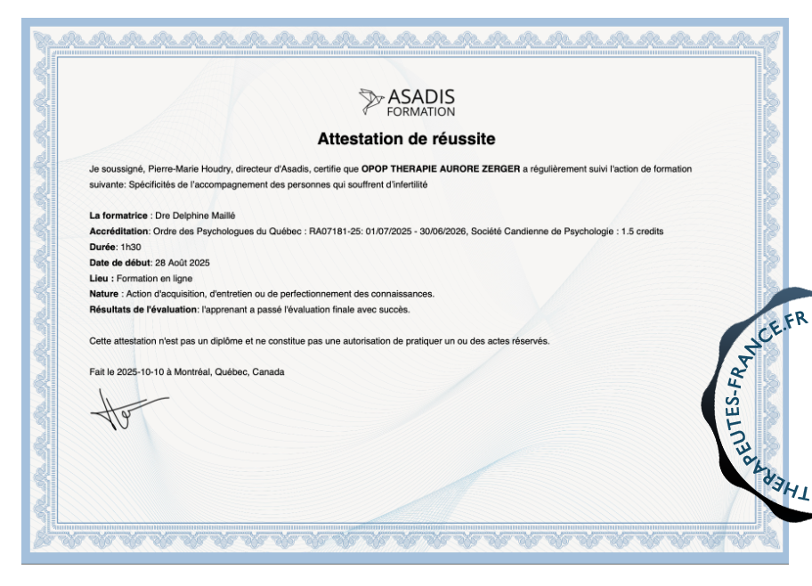 Sp&eacute;cificit&eacute;s de l&rsquo;accompagnement des personnes qui souffrent d&rsquo;infertilit&eacute;