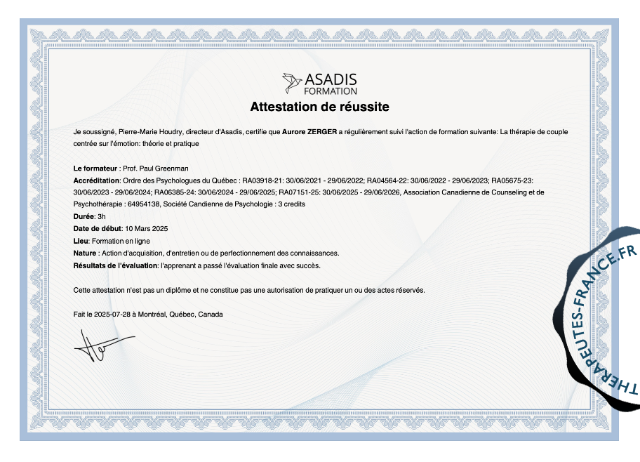 Th&eacute;rapie de couple centr&eacute;e sur l'&eacute;motion