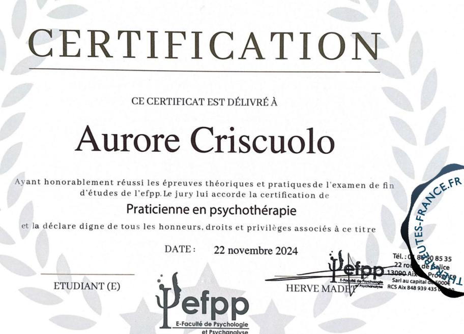 Praticienne en psychoth&eacute;rapie
